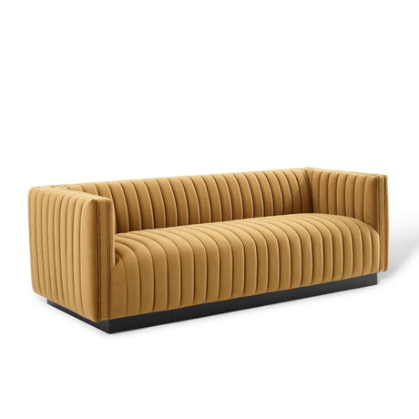 Conjure Channel Tufted Velvet Sofa - BUILDMYPLACE