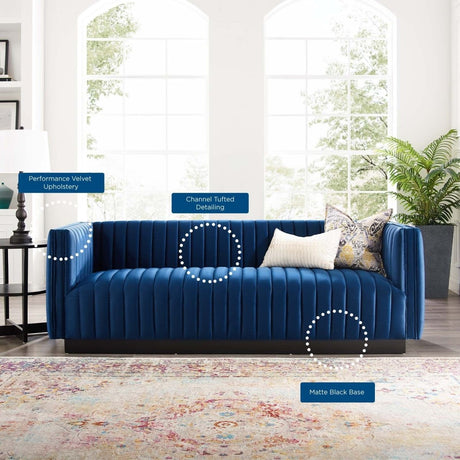 Conjure Channel Tufted Velvet Sofa - BUILDMYPLACE