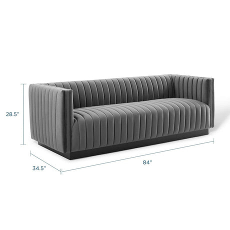 Conjure Channel Tufted Velvet Sofa - BUILDMYPLACE