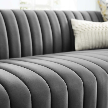 Conjure Channel Tufted Velvet Sofa - BUILDMYPLACE