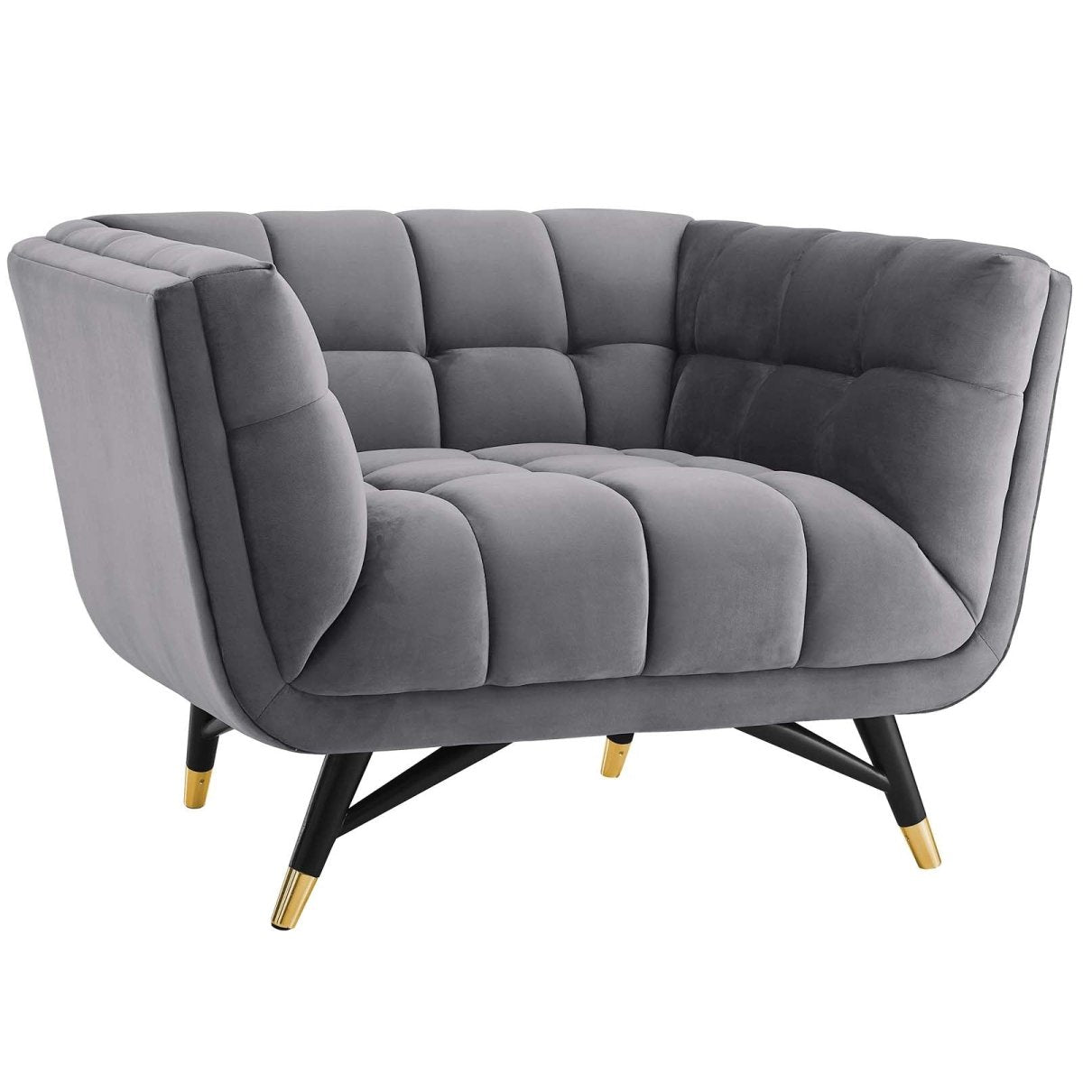 Contemporary Modern Adept Performance Velvet Armchair - Decorative Chair With Flared Arm Sets - BUILDMYPLACE