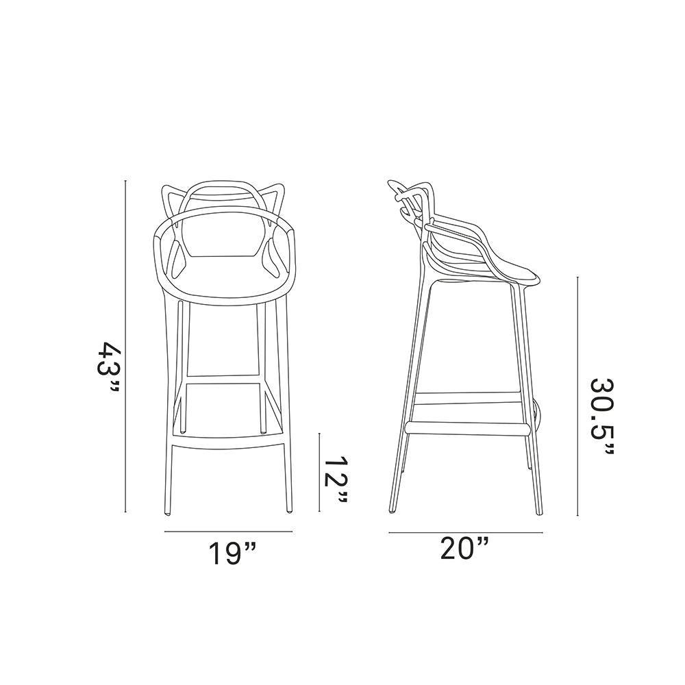 Contemporary Modern Entangles Bar Stool Chairs - Bar Stool Height - BUILDMYPLACE