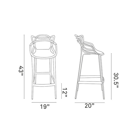 Contemporary Modern Entangles Bar Stool Chairs - Bar Stool Height - BUILDMYPLACE