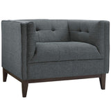 Contemporary Modern Serve Upholstered Fabric Armchair - Button Tufted Accent Chair - BUILDMYPLACE