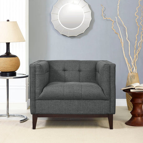 Contemporary Modern Serve Upholstered Fabric Armchair - Button Tufted Accent Chair - BUILDMYPLACE