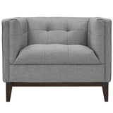 Contemporary Modern Serve Upholstered Fabric Armchair - Button Tufted Accent Chair - BUILDMYPLACE