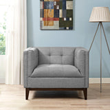 Contemporary Modern Serve Upholstered Fabric Armchair - Button Tufted Accent Chair - BUILDMYPLACE