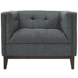 Contemporary Modern Serve Upholstered Fabric Armchair - Button Tufted Accent Chair - BUILDMYPLACE