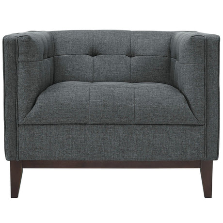 Contemporary Modern Serve Upholstered Fabric Armchair - Button Tufted Accent Chair - BUILDMYPLACE