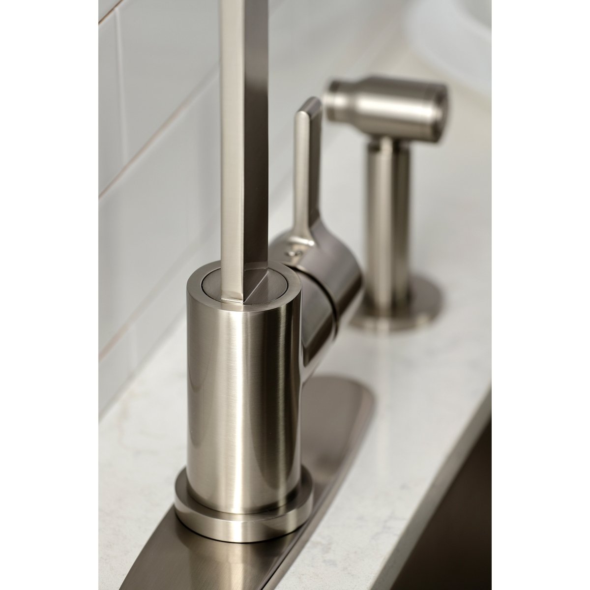 Continental Single - Handle Kitchen Faucet with Brass Sprayer - BUILDMYPLACE