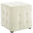 Contour Tufted Square Ottoman - 15.5 Inch - Upholstered Performance Velvet - Ivory - BUILDMYPLACE