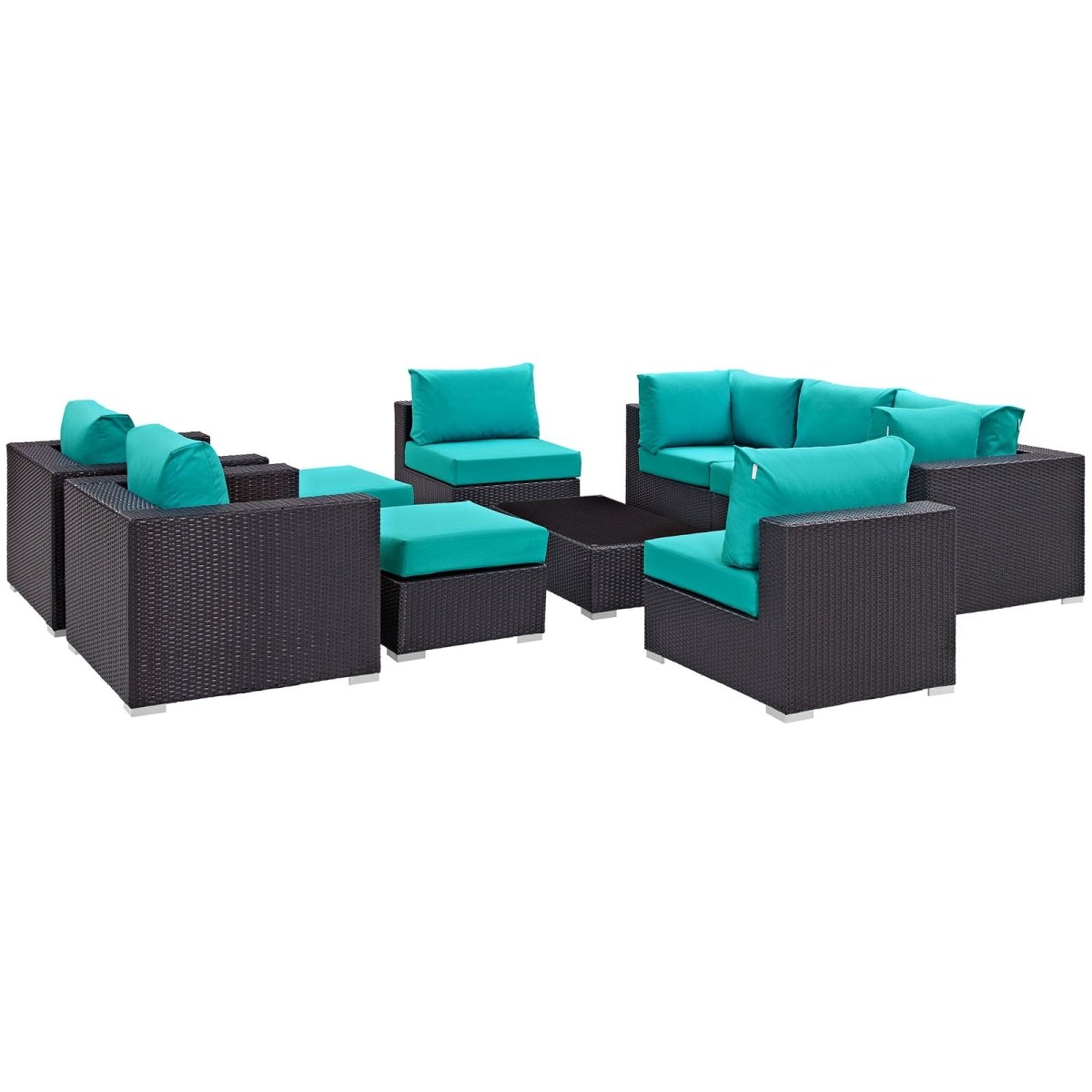 Convene 10 Piece Outdoor Patio Sectional Set - BUILDMYPLACE