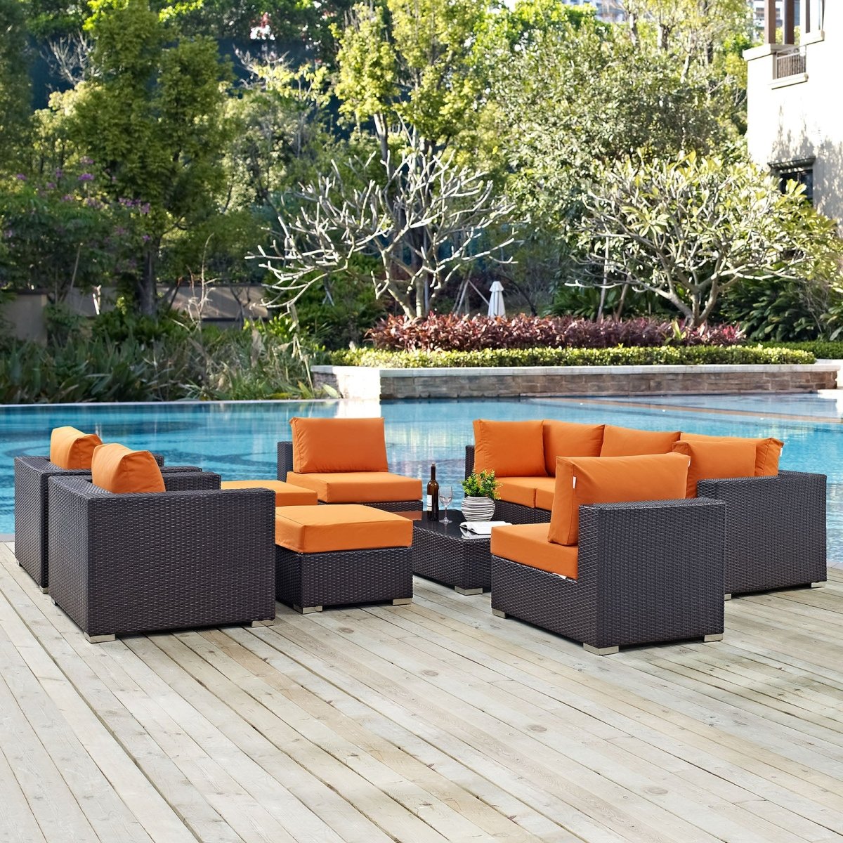 Convene 10 Piece Outdoor Patio Sectional Set - BUILDMYPLACE