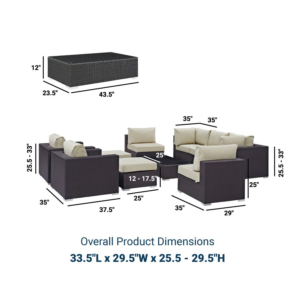 Convene 10 Piece Outdoor Patio Sectional Set - BUILDMYPLACE