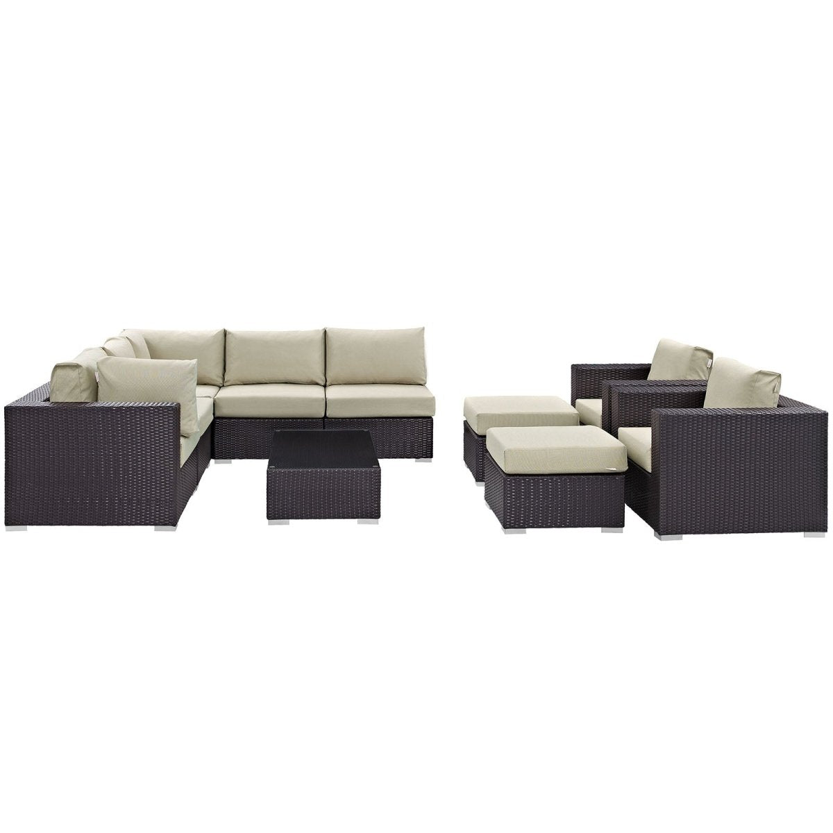 Convene 10 Piece Outdoor Patio Sectional Set - BUILDMYPLACE