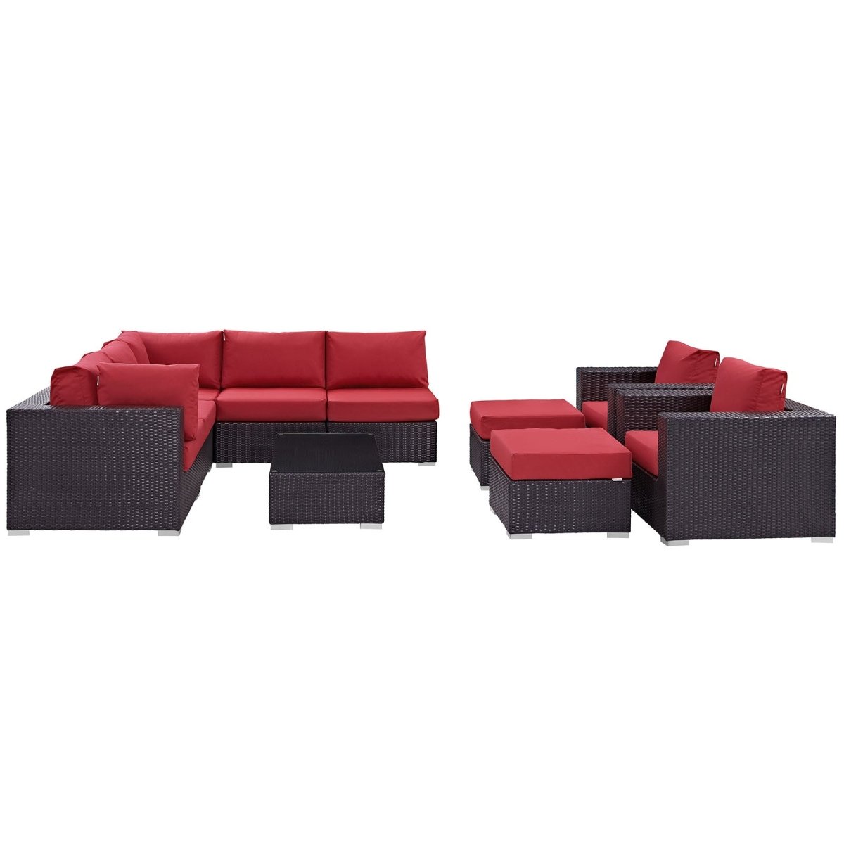 Convene 10 Piece Outdoor Patio Sectional Set - BUILDMYPLACE