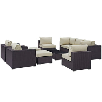 Convene 10 Piece Outdoor Patio Sectional Set - BUILDMYPLACE