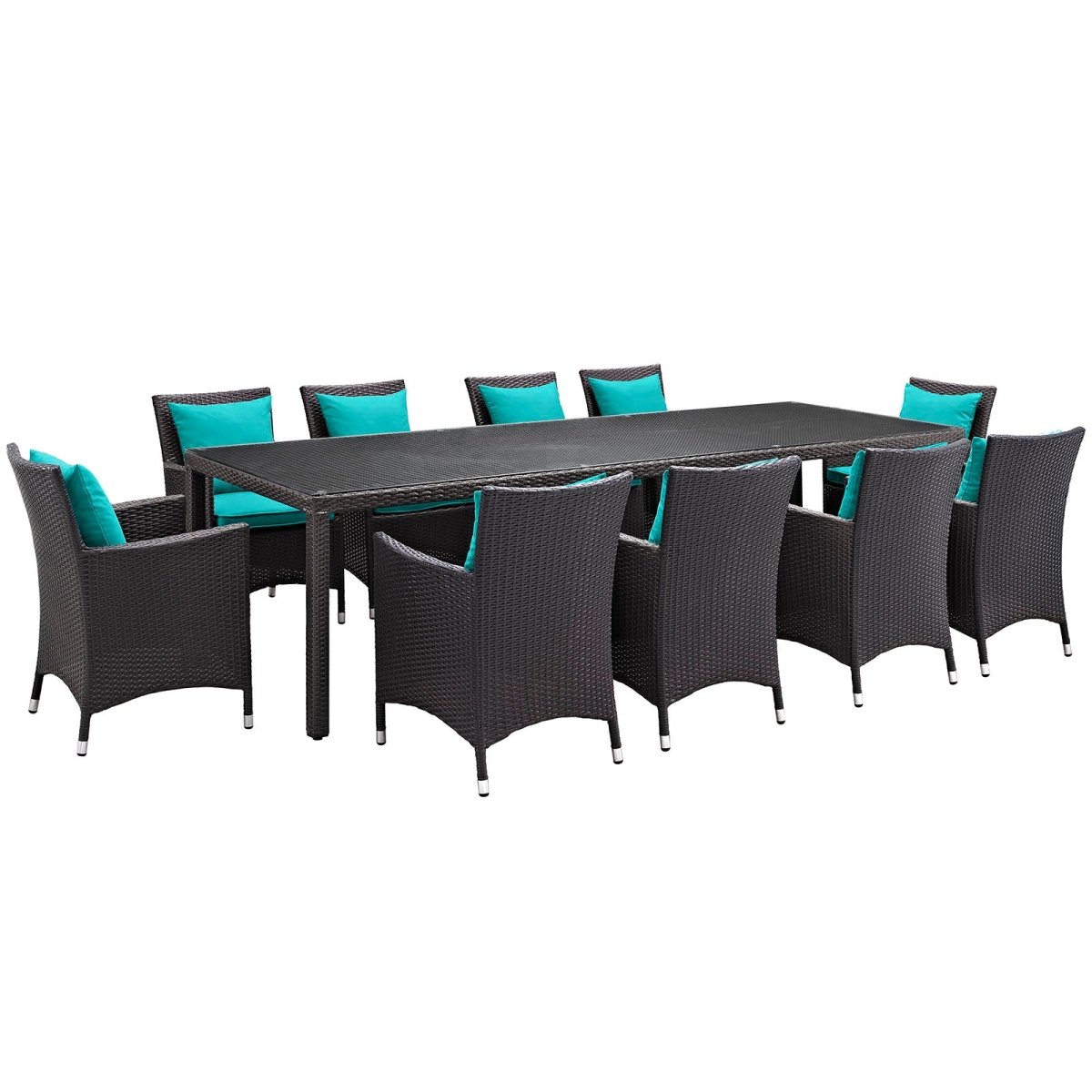 Convene 11 Piece Outdoor Patio Dining Set W/ 90" Dining Table - BUILDMYPLACE