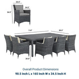 Convene 11 Piece Outdoor Patio Dining Set W/ 90" Dining Table - BUILDMYPLACE