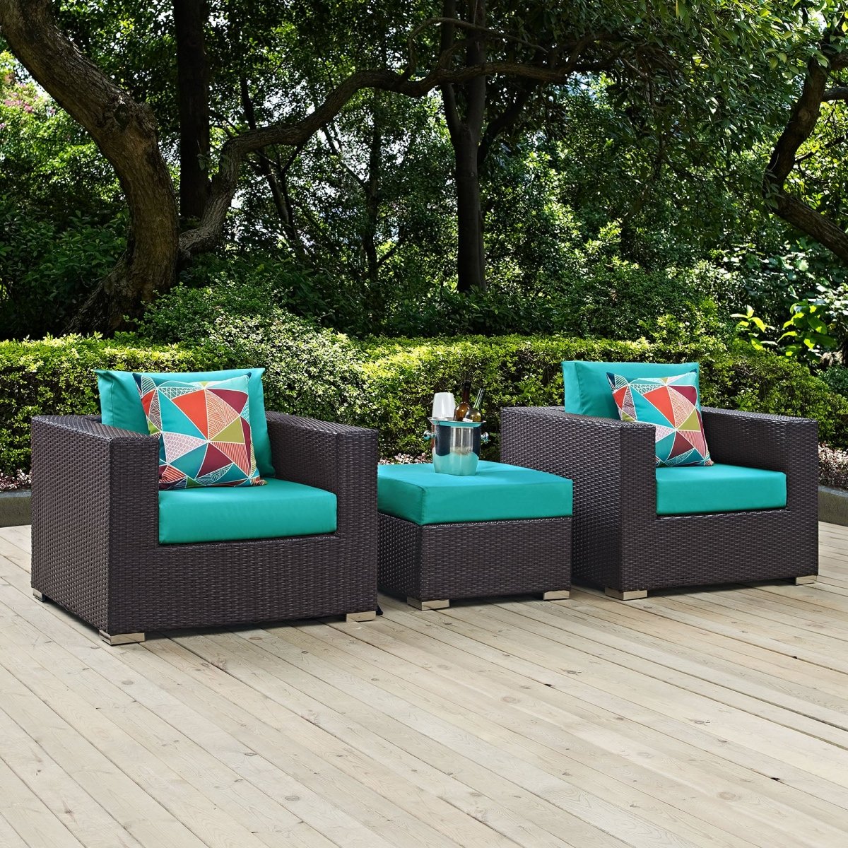 Convene 3 Piece 3 Seat Outdoor Patio Sofa Set W/ Pillow Include - BUILDMYPLACE