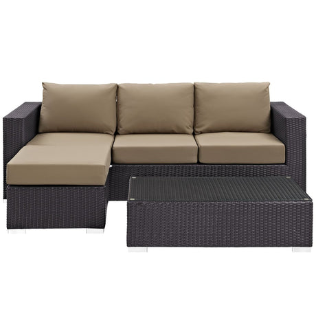 Convene 3 Piece 4 Seat Outdoor Patio Sofa Set - BUILDMYPLACE
