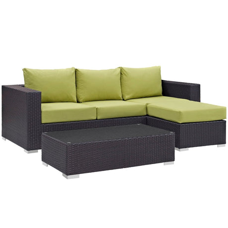 Convene 3 Piece 4 Seat Outdoor Patio Sofa Set - BUILDMYPLACE