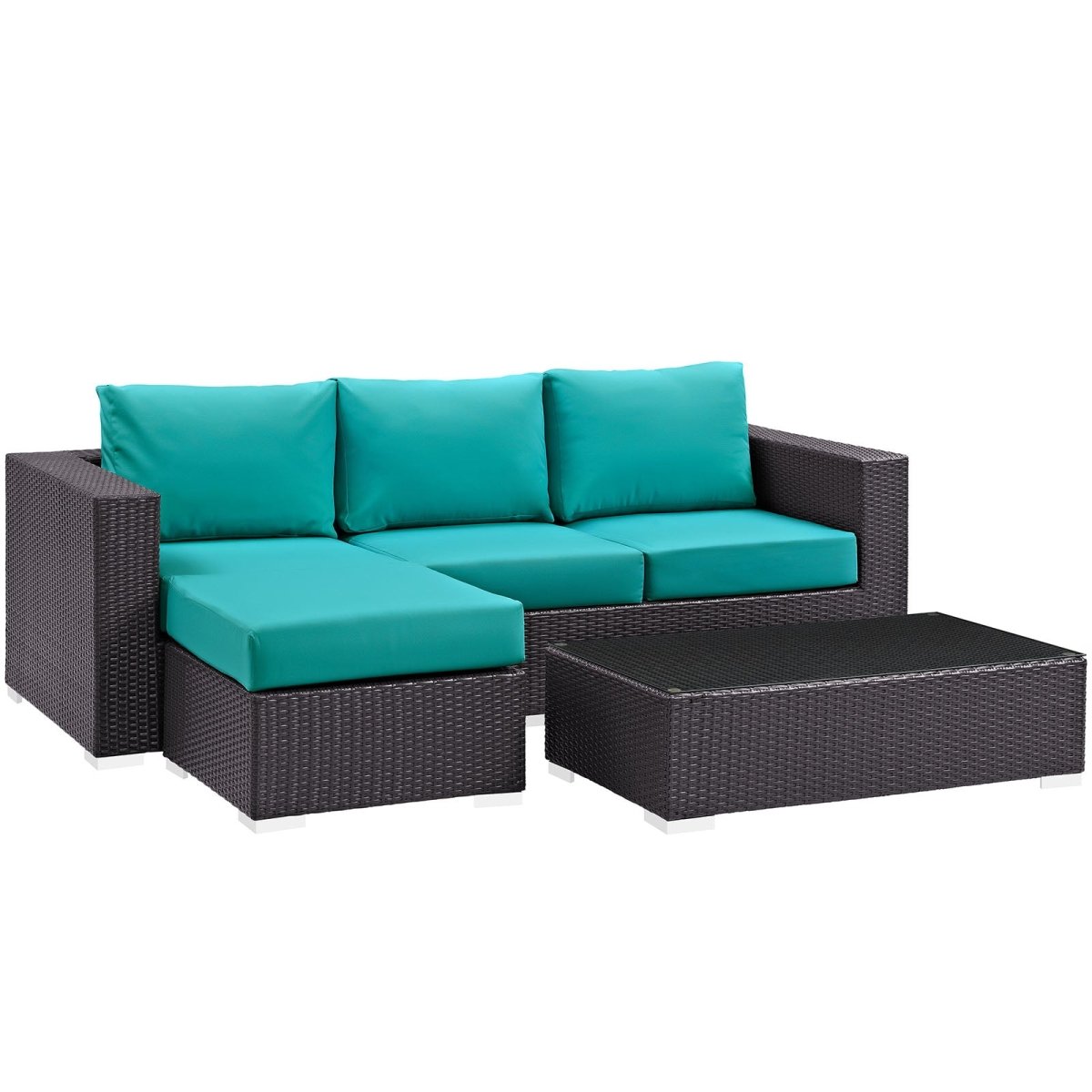 Convene 3 Piece 4 Seat Outdoor Patio Sofa Set - BUILDMYPLACE