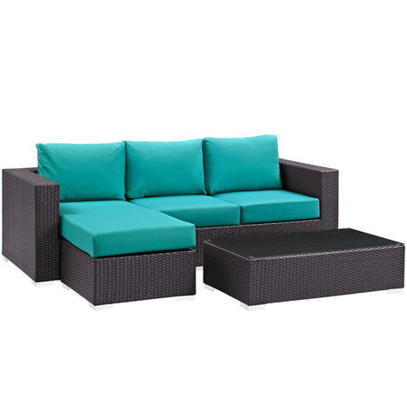 Convene 3 Piece 4 Seat Outdoor Patio Sofa Set - BUILDMYPLACE
