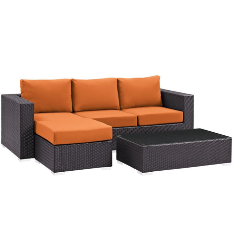 Convene 3 Piece 4 Seat Outdoor Patio Sofa Set - BUILDMYPLACE