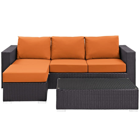 Convene 3 Piece 4 Seat Outdoor Patio Sofa Set - BUILDMYPLACE