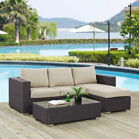 Convene 3 Piece 4 Seat Outdoor Patio Sofa Set - BUILDMYPLACE