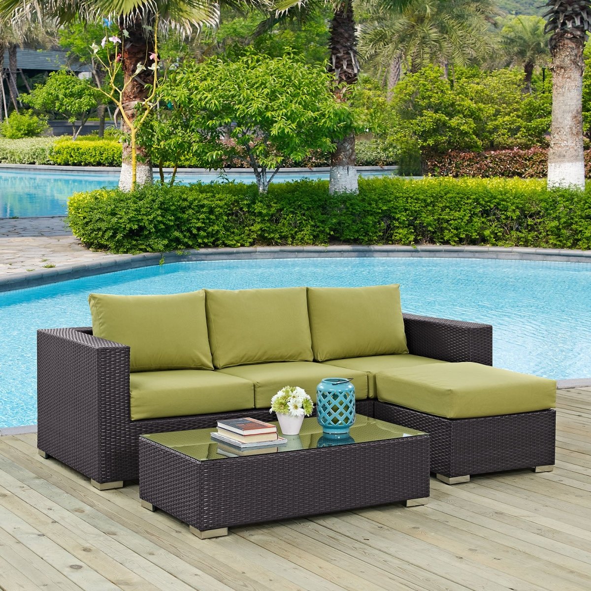 Convene 3 Piece 4 Seat Outdoor Patio Sofa Set - BUILDMYPLACE