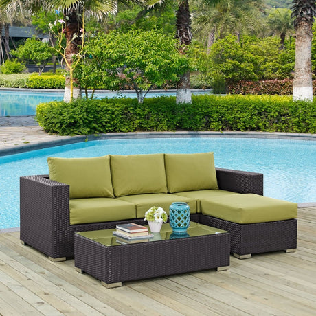 Convene 3 Piece 4 Seat Outdoor Patio Sofa Set - BUILDMYPLACE