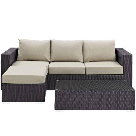 Convene 3 Piece 4 Seat Outdoor Patio Sofa Set - BUILDMYPLACE