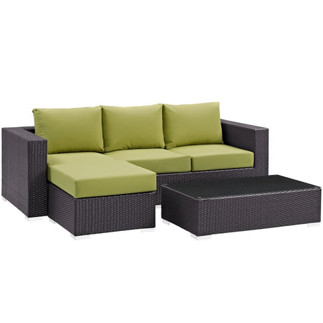 Convene 3 Piece 4 Seat Outdoor Patio Sofa Set - BUILDMYPLACE