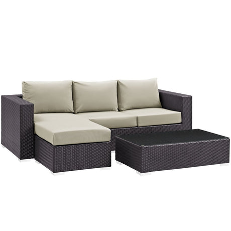 Convene 3 Piece 4 Seat Outdoor Patio Sofa Set - BUILDMYPLACE