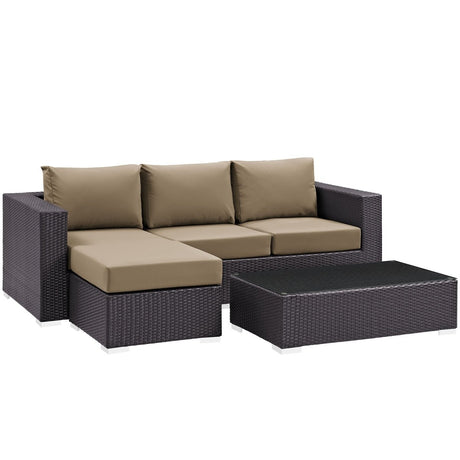 Convene 3 Piece 4 Seat Outdoor Patio Sofa Set - BUILDMYPLACE
