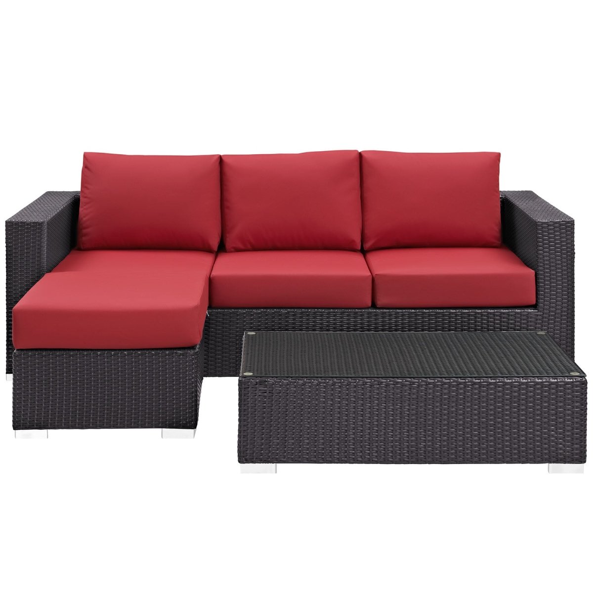 Convene 3 Piece 4 Seat Outdoor Patio Sofa Set - BUILDMYPLACE
