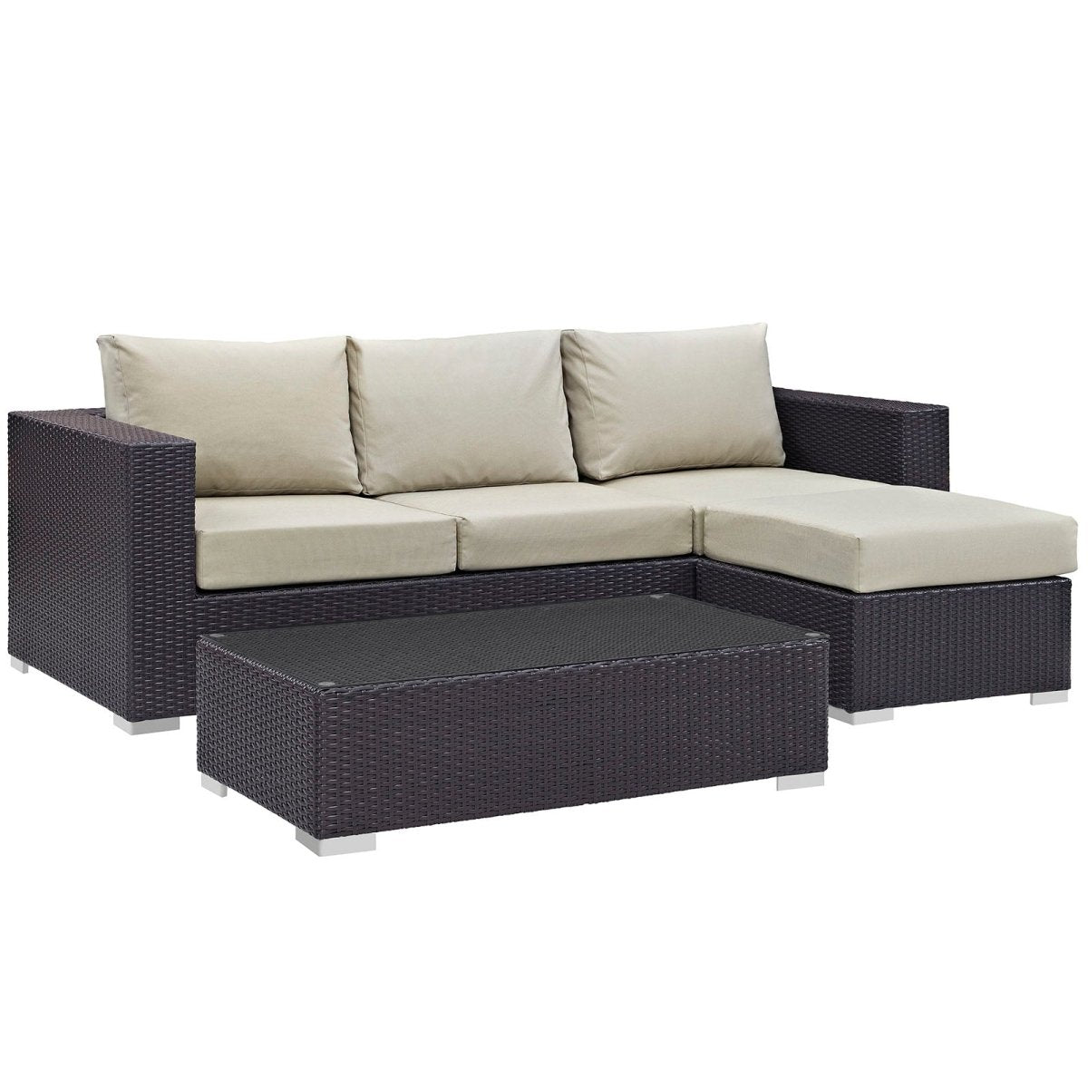 Convene 3 Piece 4 Seat Outdoor Patio Sofa Set - BUILDMYPLACE