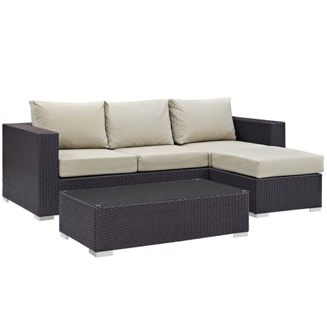 Convene 3 Piece 4 Seat Outdoor Patio Sofa Set - BUILDMYPLACE