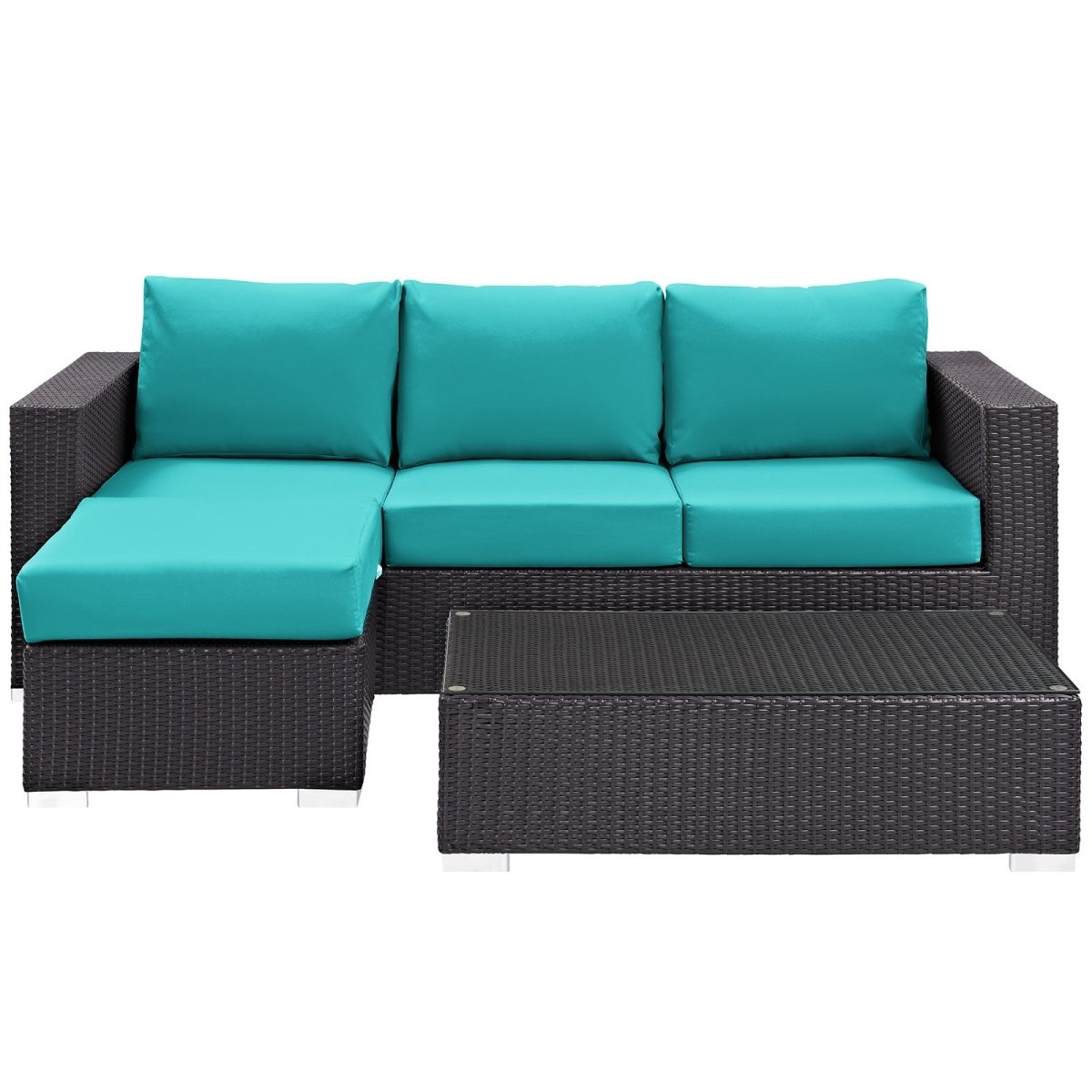 Convene 3 Piece 4 Seat Outdoor Patio Sofa Set - BUILDMYPLACE