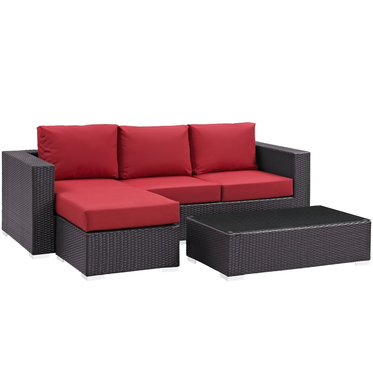 Convene 3 Piece 4 Seat Outdoor Patio Sofa Set - BUILDMYPLACE