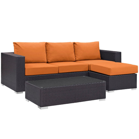 Convene 3 Piece 4 Seat Outdoor Patio Sofa Set - BUILDMYPLACE