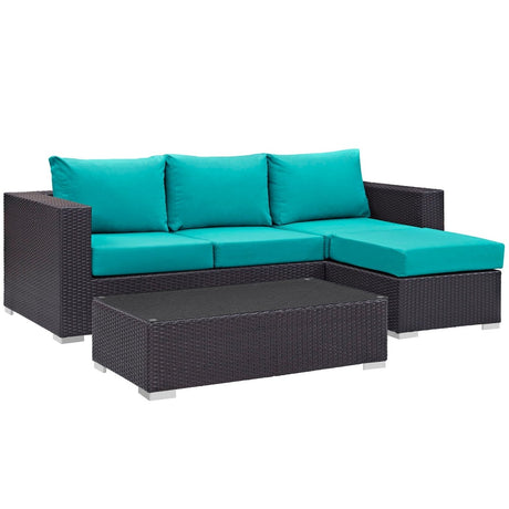 Convene 3 Piece 4 Seat Outdoor Patio Sofa Set - BUILDMYPLACE