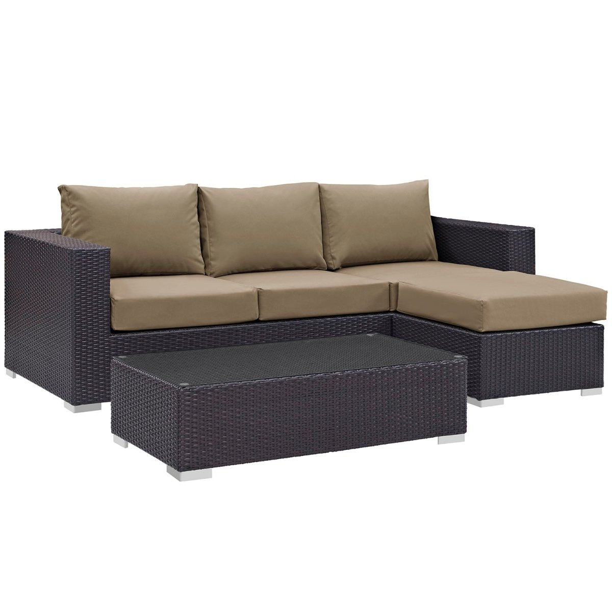 Convene 3 Piece 4 Seat Outdoor Patio Sofa Set - BUILDMYPLACE
