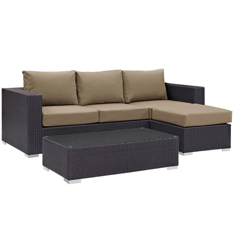 Convene 3 Piece 4 Seat Outdoor Patio Sofa Set - BUILDMYPLACE