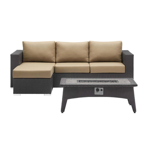 Convene 3 Piece 4 Seater Outdoor Patio W/ Fire Pit - BUILDMYPLACE