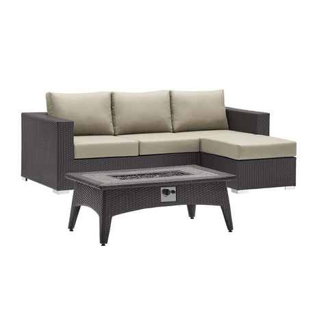 Convene 3 Piece 4 Seater Outdoor Patio W/ Fire Pit - BUILDMYPLACE