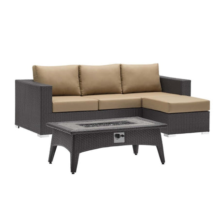 Convene 3 Piece 4 Seater Outdoor Patio W/ Fire Pit - BUILDMYPLACE