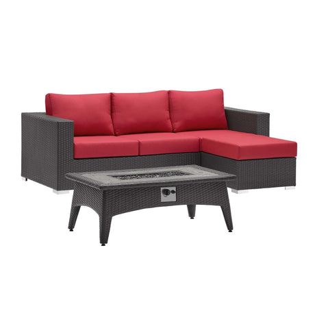 Convene 3 Piece 4 Seater Outdoor Patio W/ Fire Pit - BUILDMYPLACE